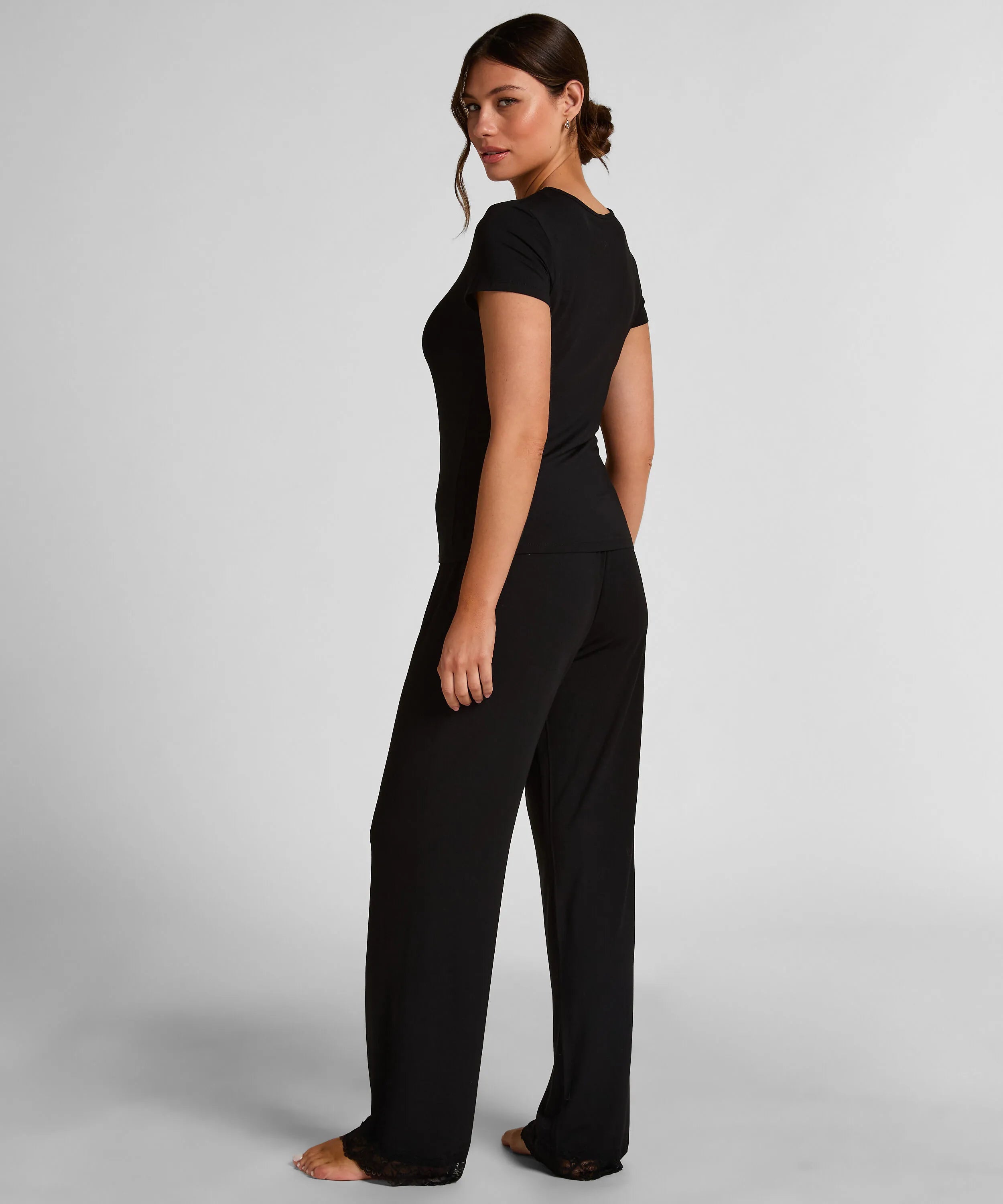 Hunkemoller Black Women Nana Pyjama Set SKU: 304644_Black Image 03