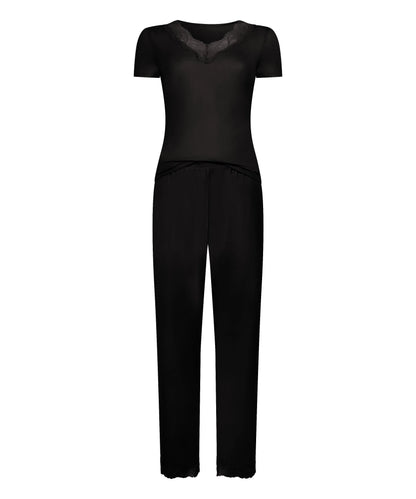 Hunkemoller Black Women Nana Pyjama Set SKU: 304644_Black Image 04