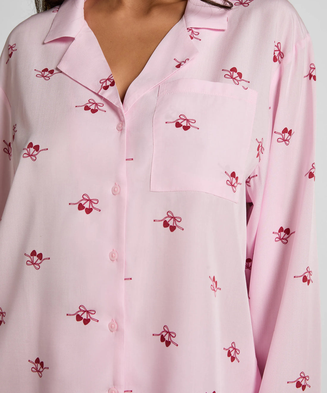 Hunkemoller Pink Women Cherry Woven Jacket SKU: 304648_Pink Image 02