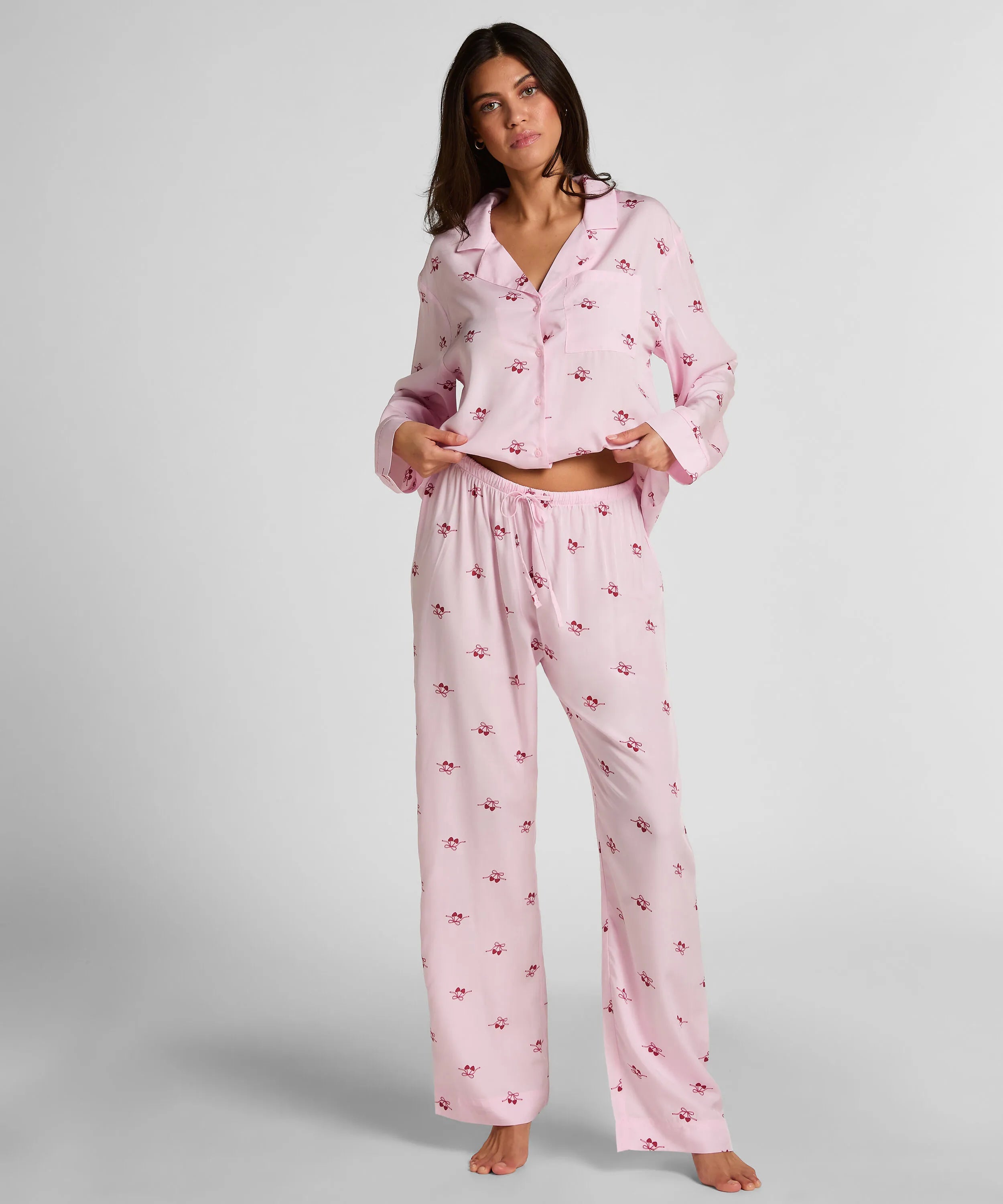 Hunkemoller Pink Women Cherry Woven Pant SKU: 304649_Pink Image 01