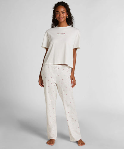 Hunkemoller White Women Pyjama Set Cotton Print SKU: 304650_White Image 01