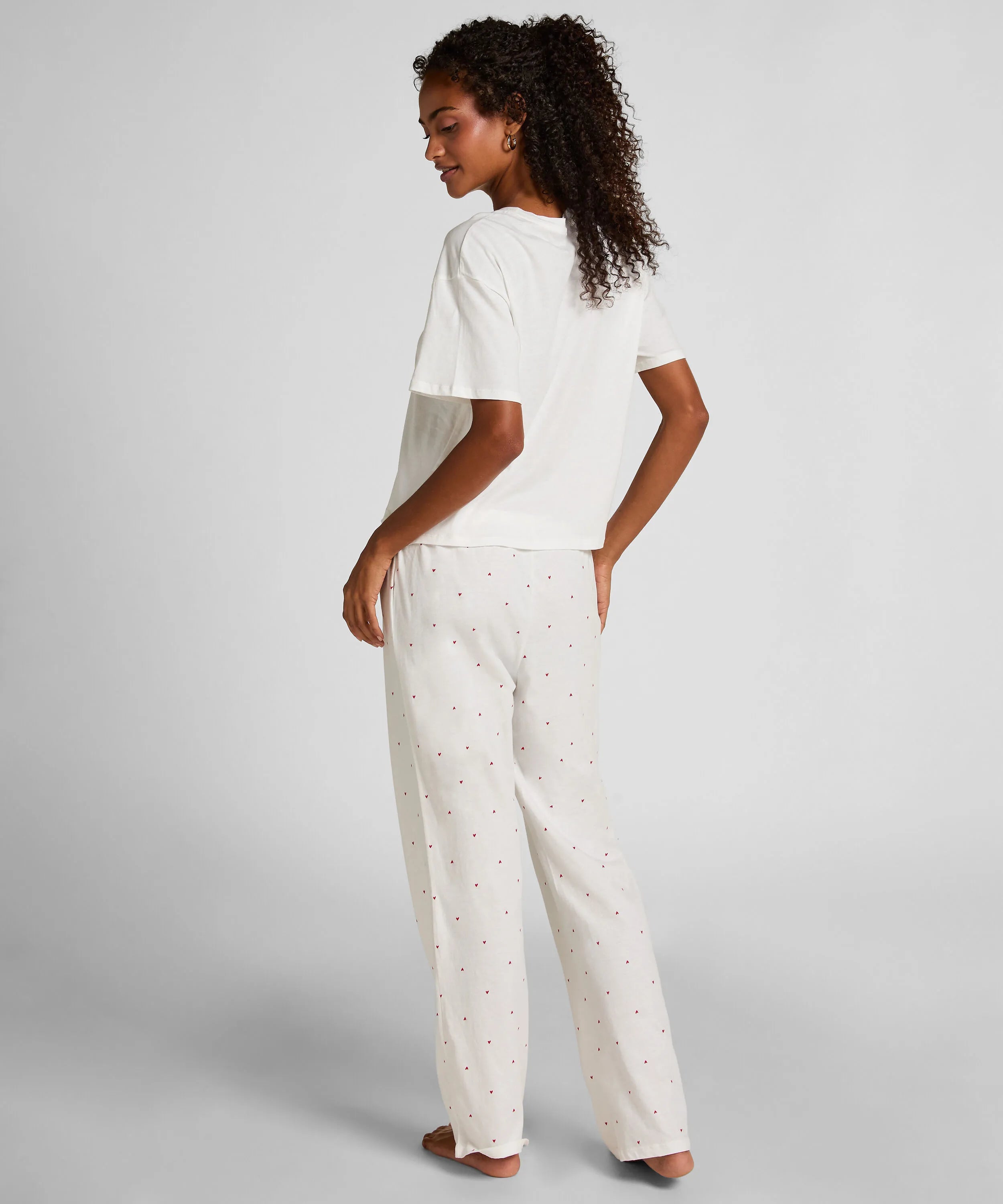 Hunkemoller White Women Pyjama Set Cotton Print SKU: 304650_White Image 03
