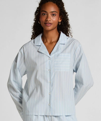 Hunkemoller Blue Women Stripe Cotton Woven Jacket SKU: 304652_Blue Image 01