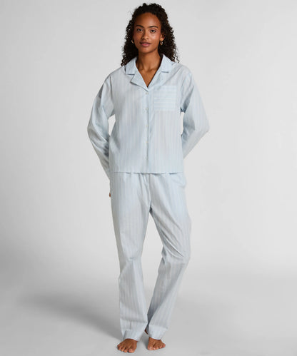 Hunkemoller Blue Women Stripe Cotton Woven Jacket SKU: 304652_Blue Image 03
