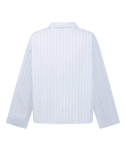 Hunkemoller Blue Women Stripe Cotton Woven Jacket SKU: 304652_Blue Image 06