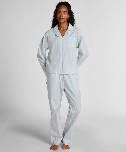 Hunkemoller Blue Women Stripe Cotton Woven Pant SKU: 304653_Blue Image 01