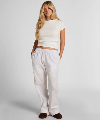 Hunkemoller Purple Women Stripe Cotton Woven Pant SKU: 304654_Purple Image 01