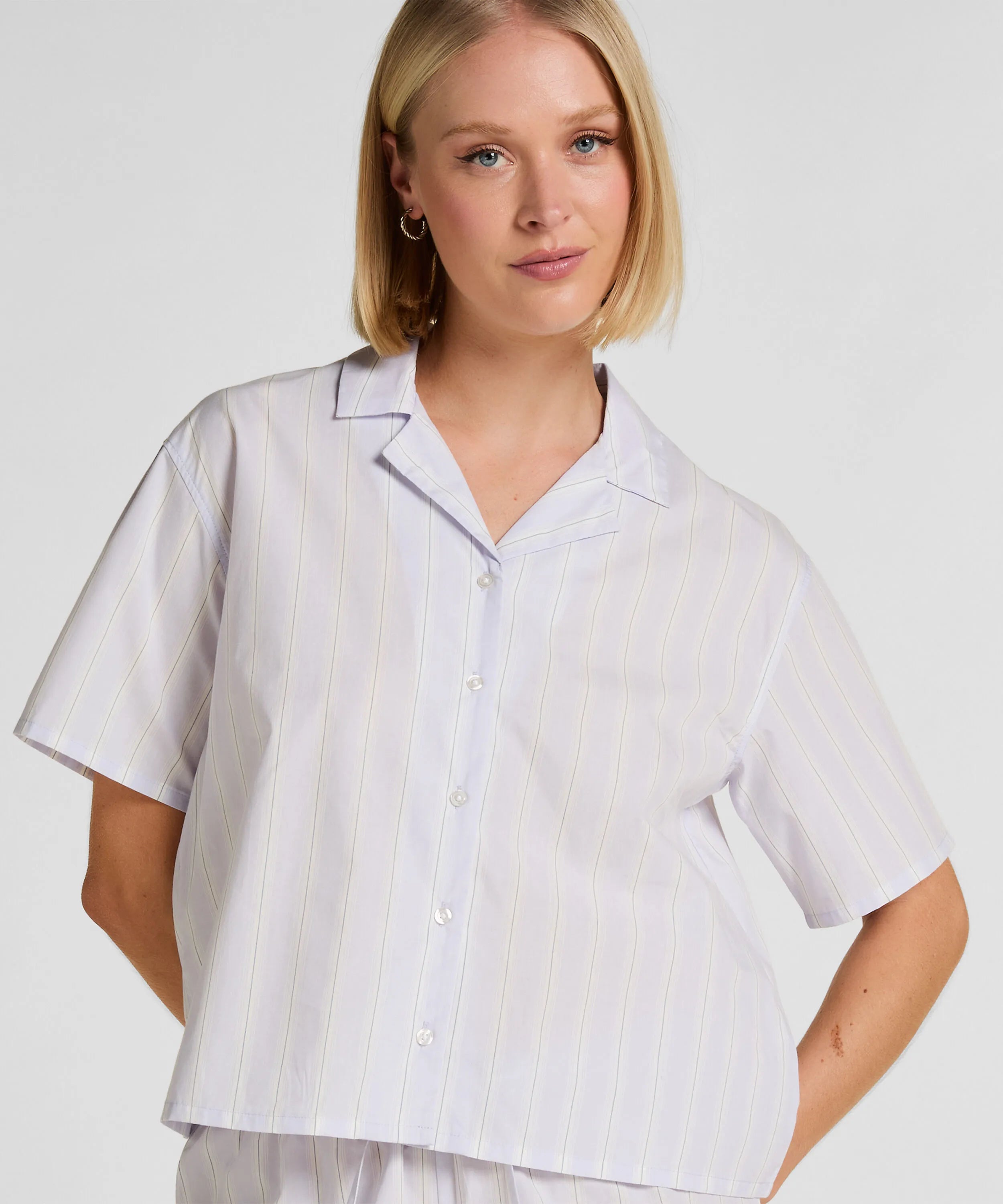 Hunkemoller Purple Women Striped Jacket Cotton SKU: 304656_Purple Image 01