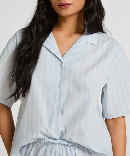 Hunkemoller Blue Women Striped Jacket Cotton SKU: 304657_Blue Image 02