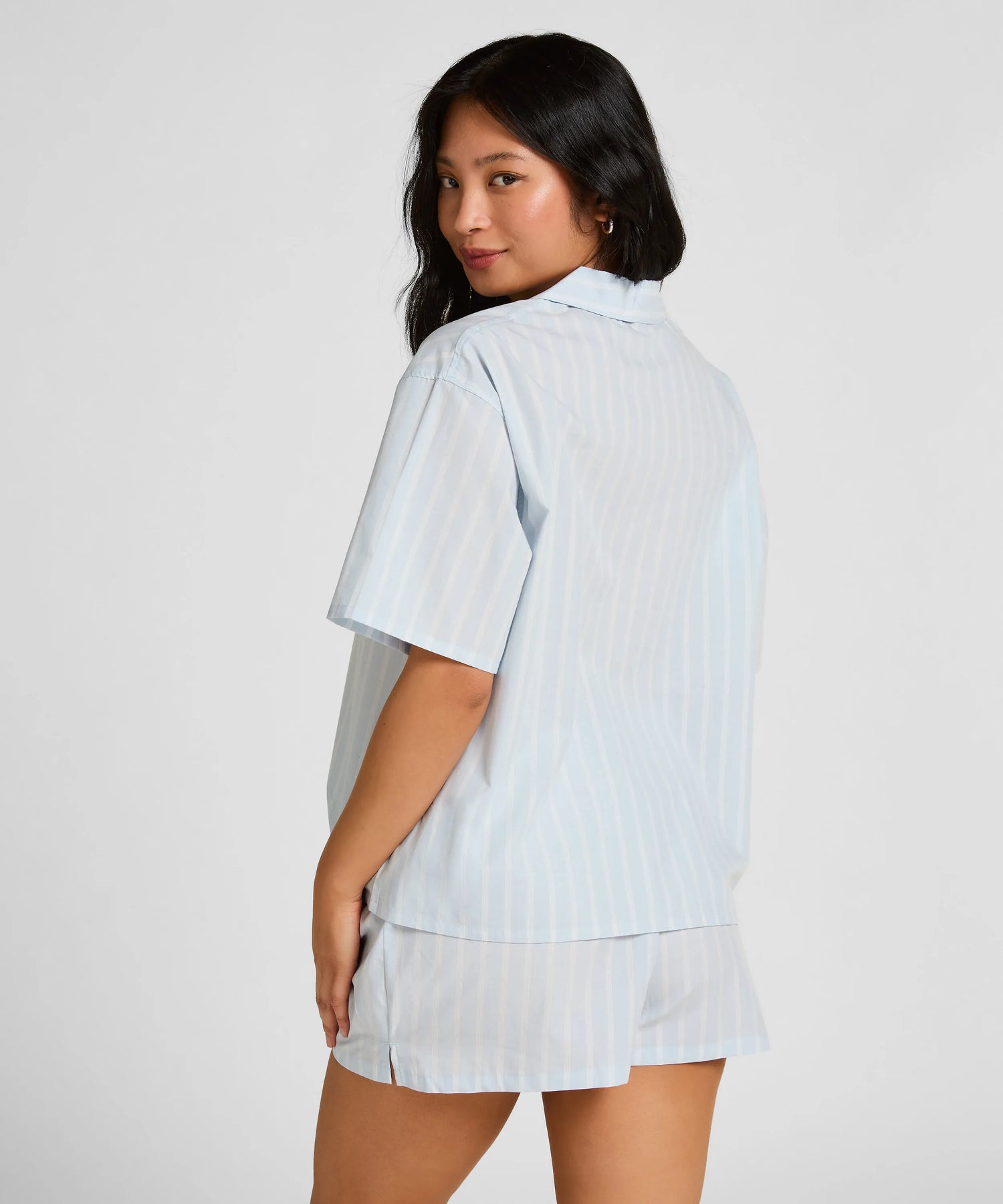 Hunkemoller Blue Women Striped Jacket Cotton SKU: 304657_Blue Image 03