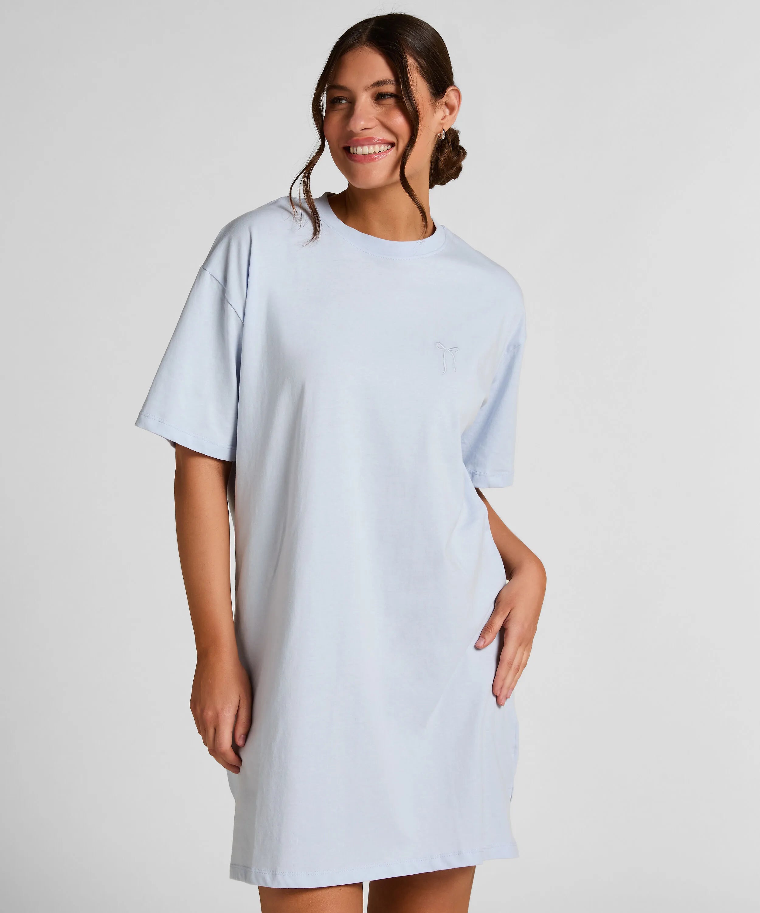 Hunkemoller Blue Women Round Neck Nightshirt SKU: 304669_Blue Image 01