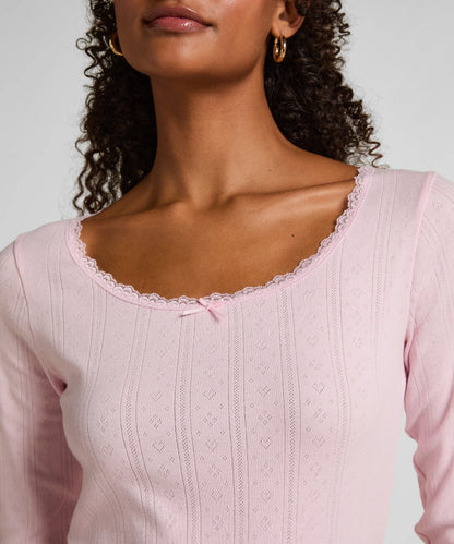 Hunkemoller Pink Women Pointelle Pyjama Top SKU: 304673_Pink Image 02