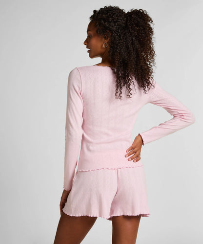 Hunkemoller Pink Women Pointelle Pyjama Top SKU: 304673_Pink Image 04