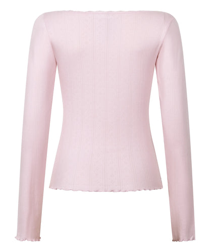 Hunkemoller Pink Women Pointelle Pyjama Top SKU: 304673_Pink Image 06