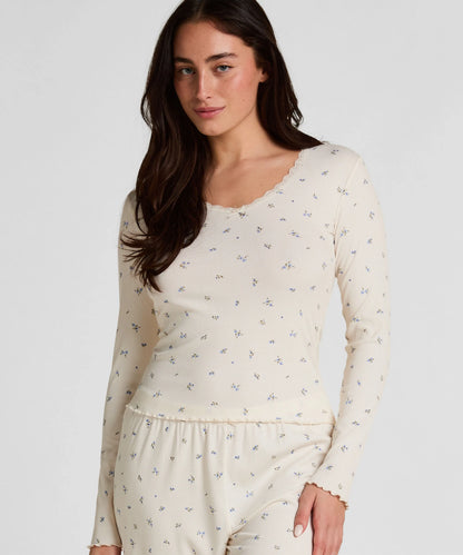 Hunkemoller White Women Daisy Pyjama Top SKU: 304688_White Image 01