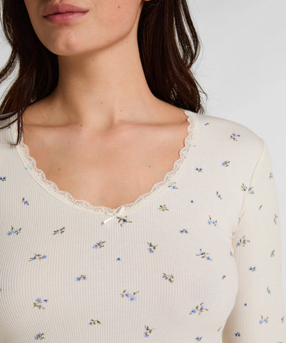 Hunkemoller White Women Daisy Pyjama Top SKU: 304688_White Image 02