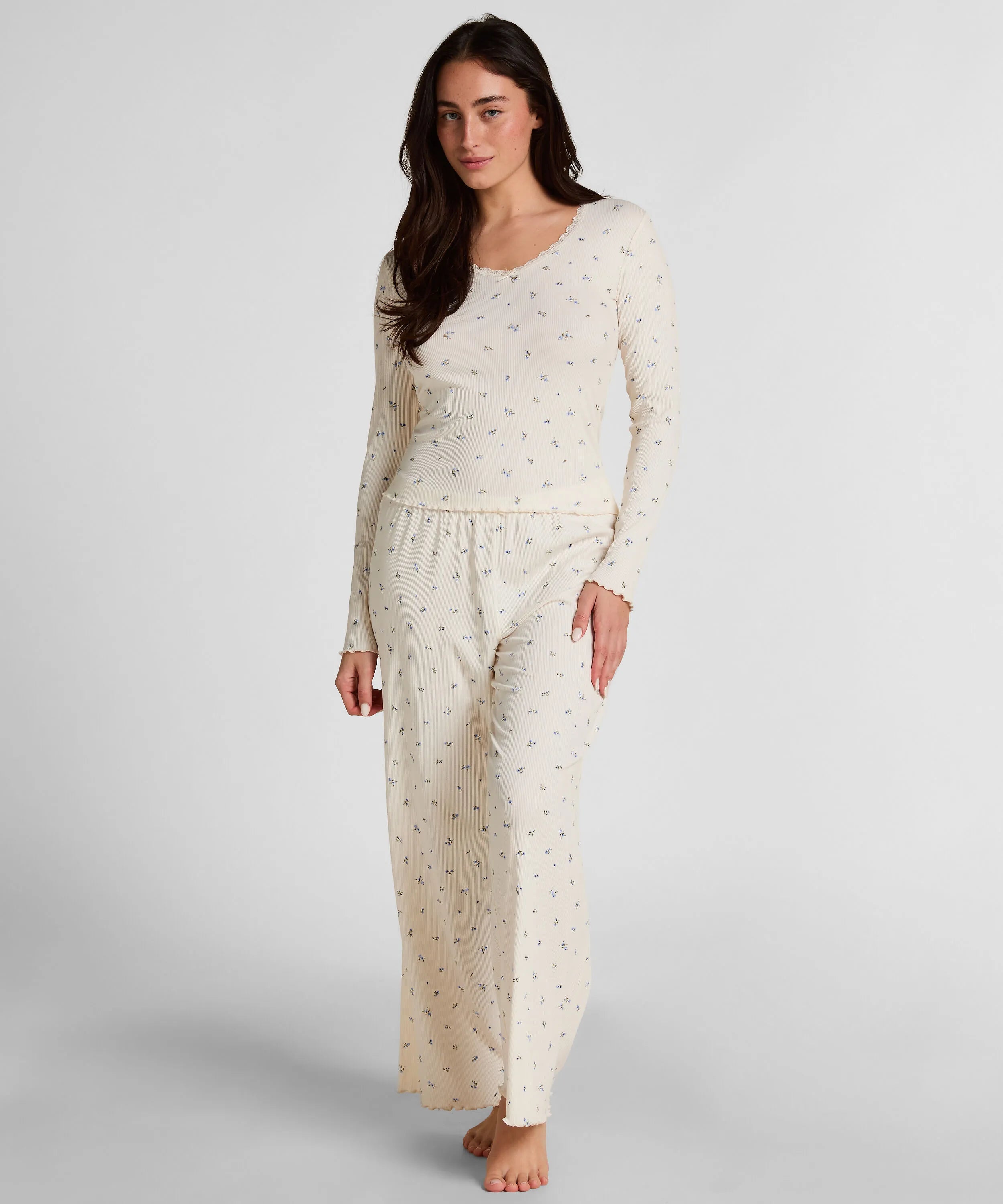 Hunkemoller White Women Daisy Pyjama Top SKU: 304688_White Image 03