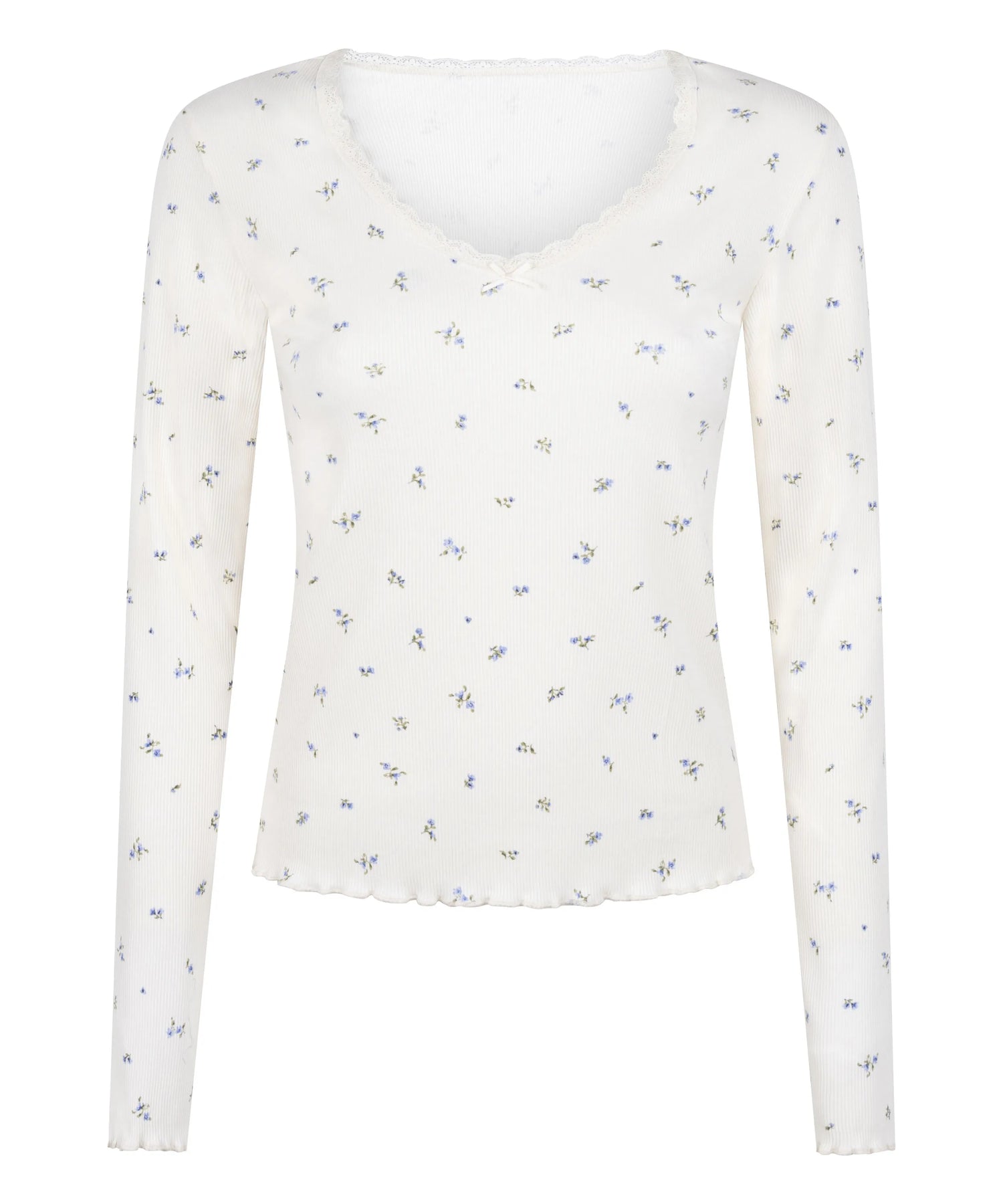 Hunkemoller White Women Daisy Pyjama Top SKU: 304688_White Image 05