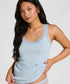 Hunkemoller Blue Women Singlet Rib Jersey Lace SKU: 304698_Blue Image 01