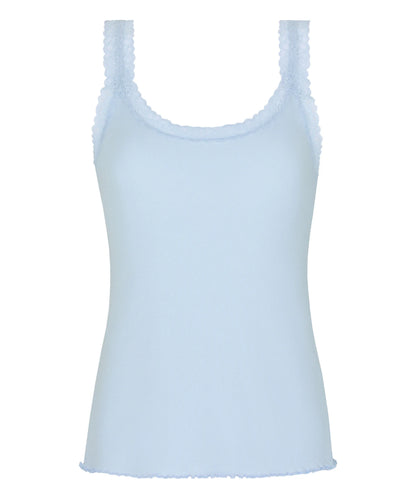 Hunkemoller Blue Women Singlet Rib Jersey Lace SKU: 304698_Blue Image 05
