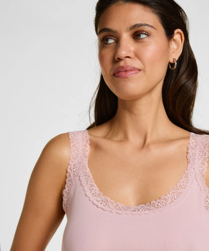 Hunkemoller Pink Women Singlet Rib Jersey Lace SKU: 304710_Pink Image 02