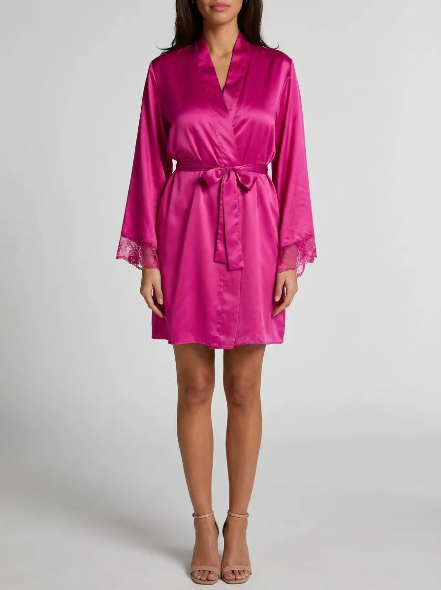 Hunkemoller Rose Violet Women Peonie Kimono Satin SKU: 304714_Rose Violet Image 00