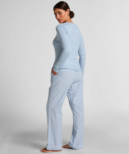 Hunkemoller Blue Women Henley Longsleeved Pyjama Top SKU: 304717_Blue Image 04