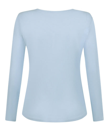 Hunkemoller Blue Women Henley Longsleeved Pyjama Top SKU: 304717_Blue Image 06