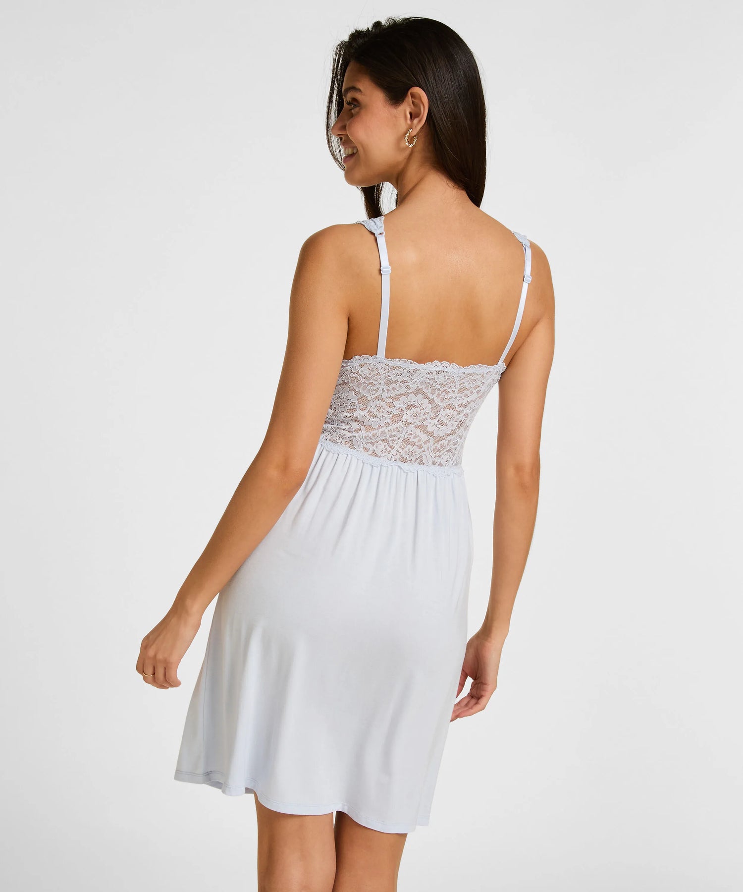 Hunkemoller Blue Women Nora Lace Slip Dress SKU: 304718_Blue Image 03
