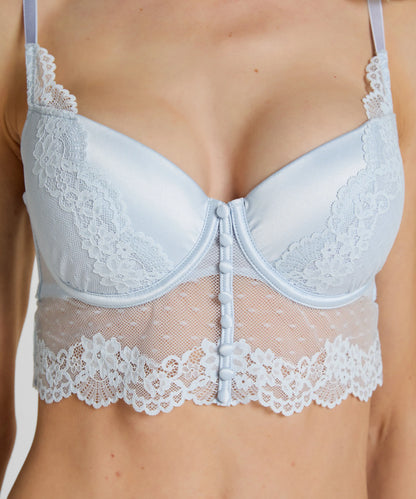 Hunkemoller Blue Women Laila Padded Underwired Longline Bra SKU: 304730_Blue Image 02