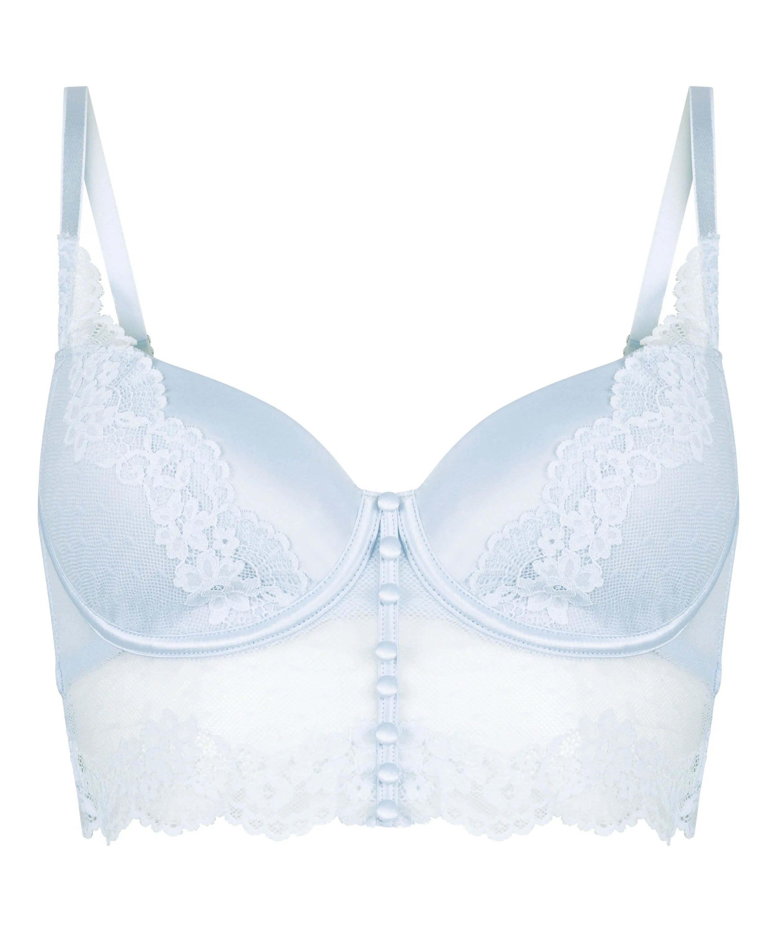 Hunkemoller Blue Women Laila Padded Underwired Longline Bra SKU: 304730_Blue Image 05