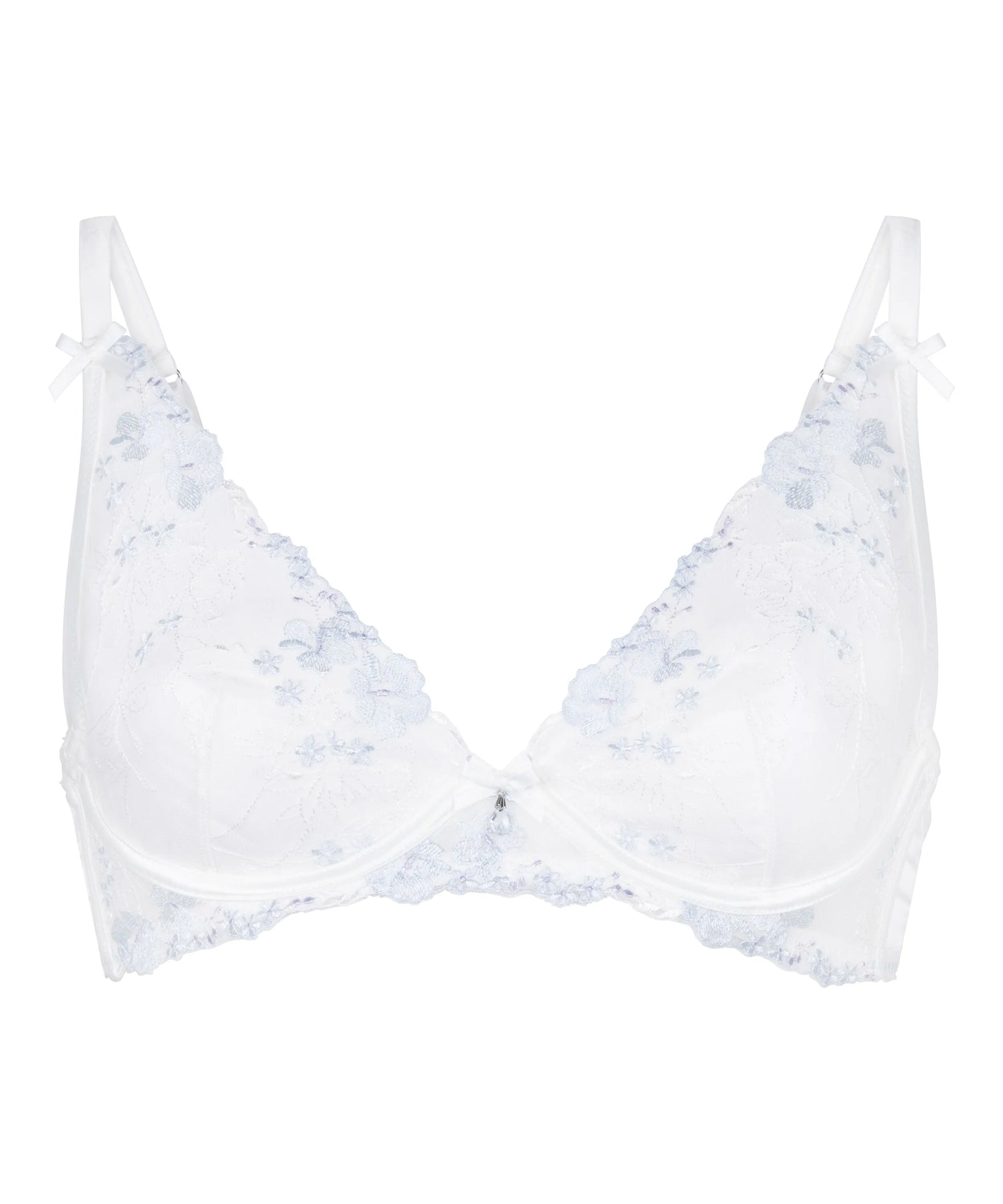 Hunkemoller White Women Peonie Non-Padded Underwired Longline Bra SKU: 304765_White Image 05