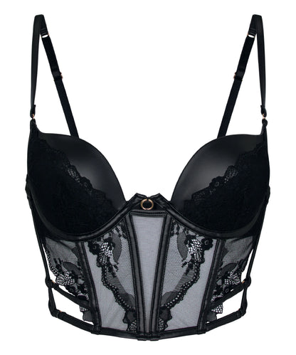 Hunkemoller Black Women Ilenia Padded Underwired Longline Bra SKU: 304773_Black Image 05