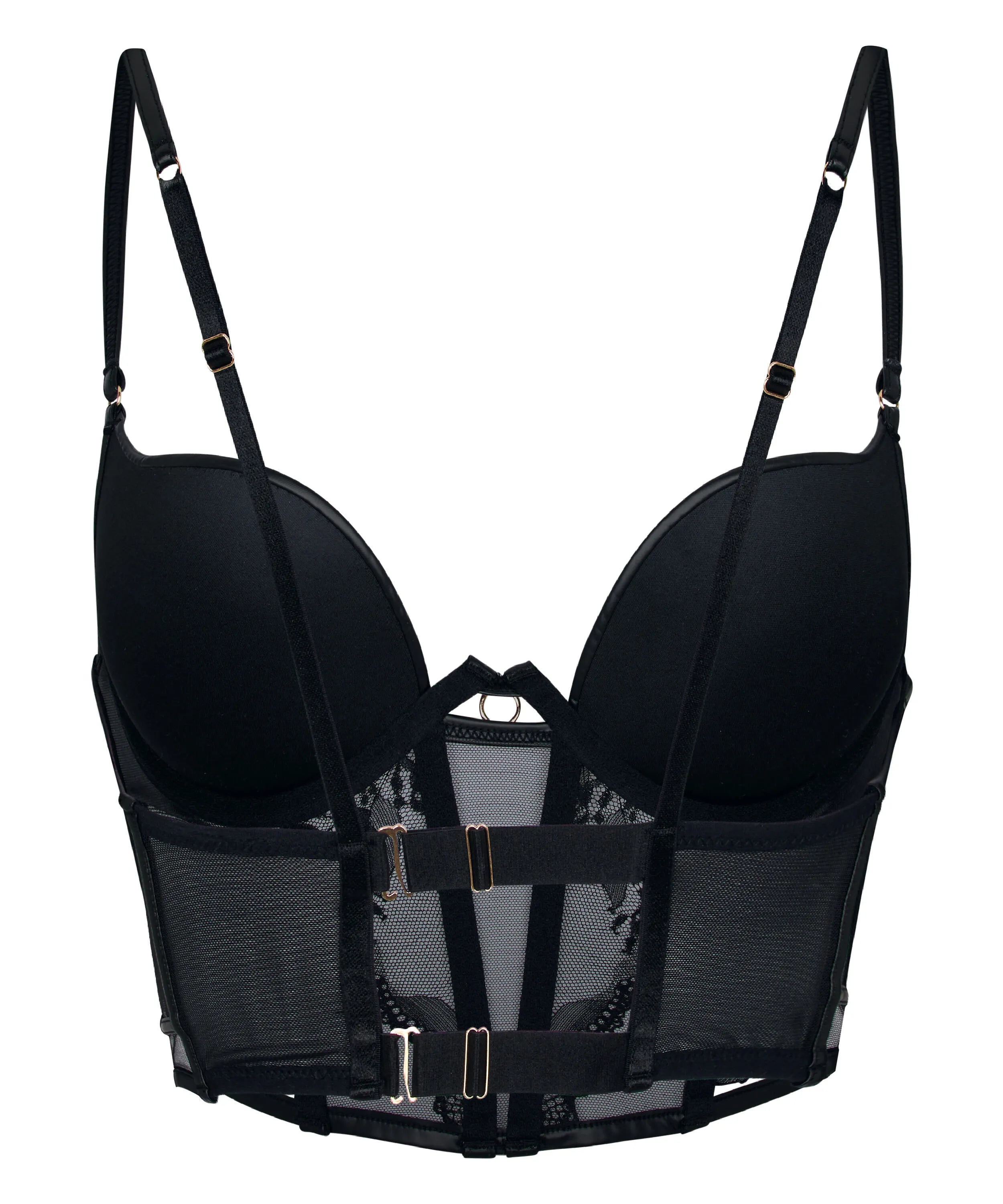 Hunkemoller Black Women Ilenia Padded Underwired Longline Bra SKU: 304773_Black Image 06