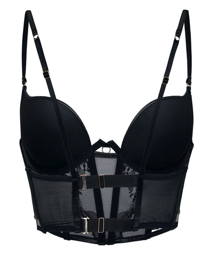 Hunkemoller Black Women Ilenia Padded Underwired Longline Bra SKU: 304773_Black Image 06