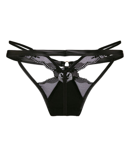 Hunkemoller Black Women Ilenia Highleg Thong SKU: 304774_Black Image 05