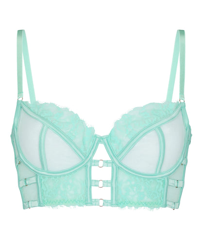 Hunkemoller Green Women Nienke Non-Padded Underwired Longline Bra SKU: 304825_Green Image 05