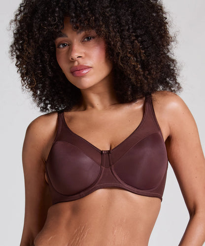 Hunkemoller Chicory Coffee Women Nina Non-Padded Underwired Minimizer Bra in Different Cup Sizes SKU: 304932_Chicory Coffee Image 01