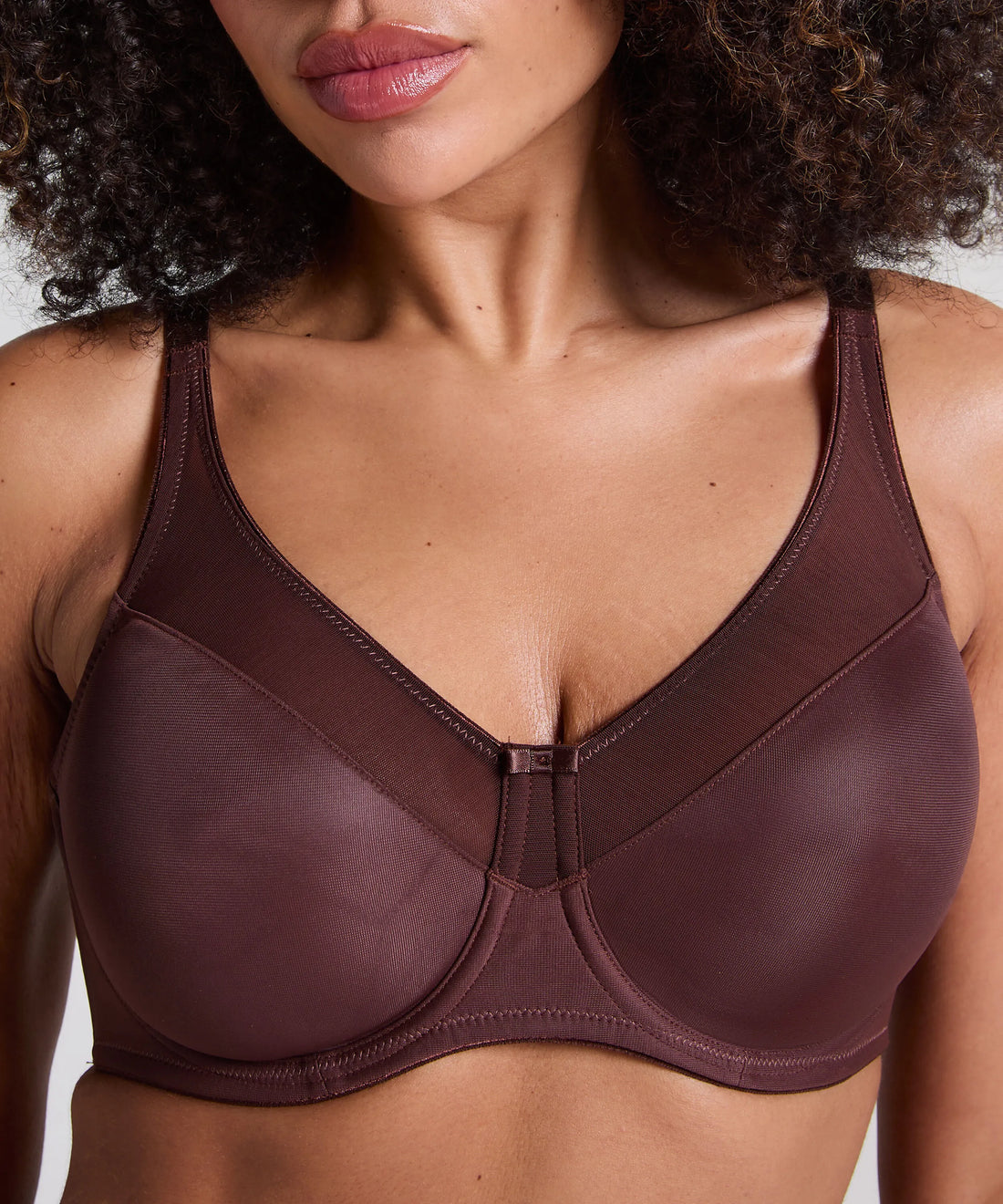 Hunkemoller Chicory Coffee Women Nina Non-Padded Underwired Minimizer Bra in Different Cup Sizes SKU: 304932_Chicory Coffee Image 02