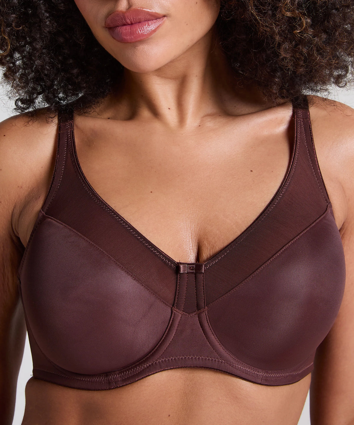 Hunkemoller Chicory Coffee Women Nina Non-Padded Underwired Minimizer Bra in Different Cup Sizes SKU: 304932_Chicory Coffee Image 02