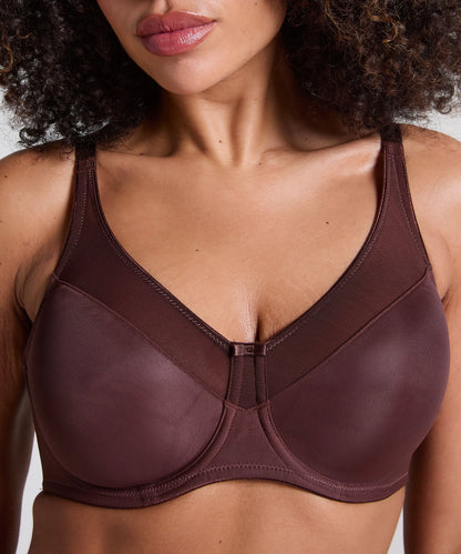 Hunkemoller Chicory Coffee Women Nina Non-Padded Underwired Minimizer Bra in Different Cup Sizes SKU: 304932_Chicory Coffee Image 02