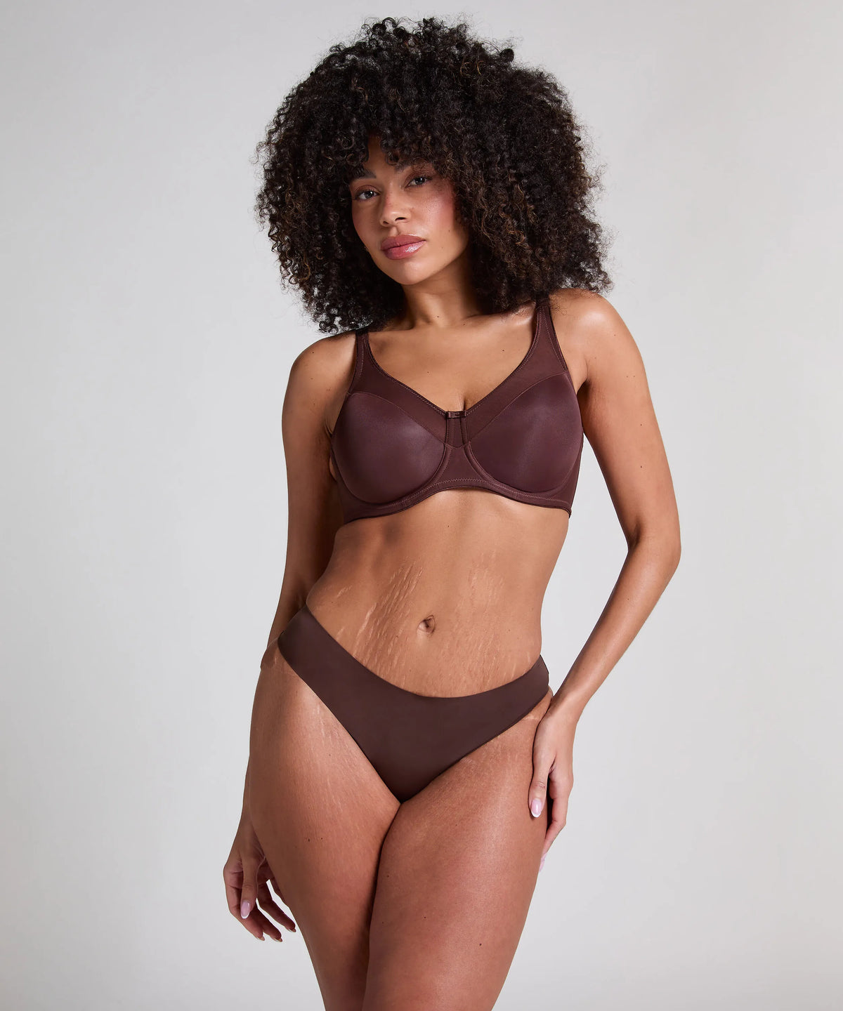 Hunkemoller Chicory Coffee Women Nina Non-Padded Underwired Minimizer Bra in Different Cup Sizes SKU: 304932_Chicory Coffee Image 03