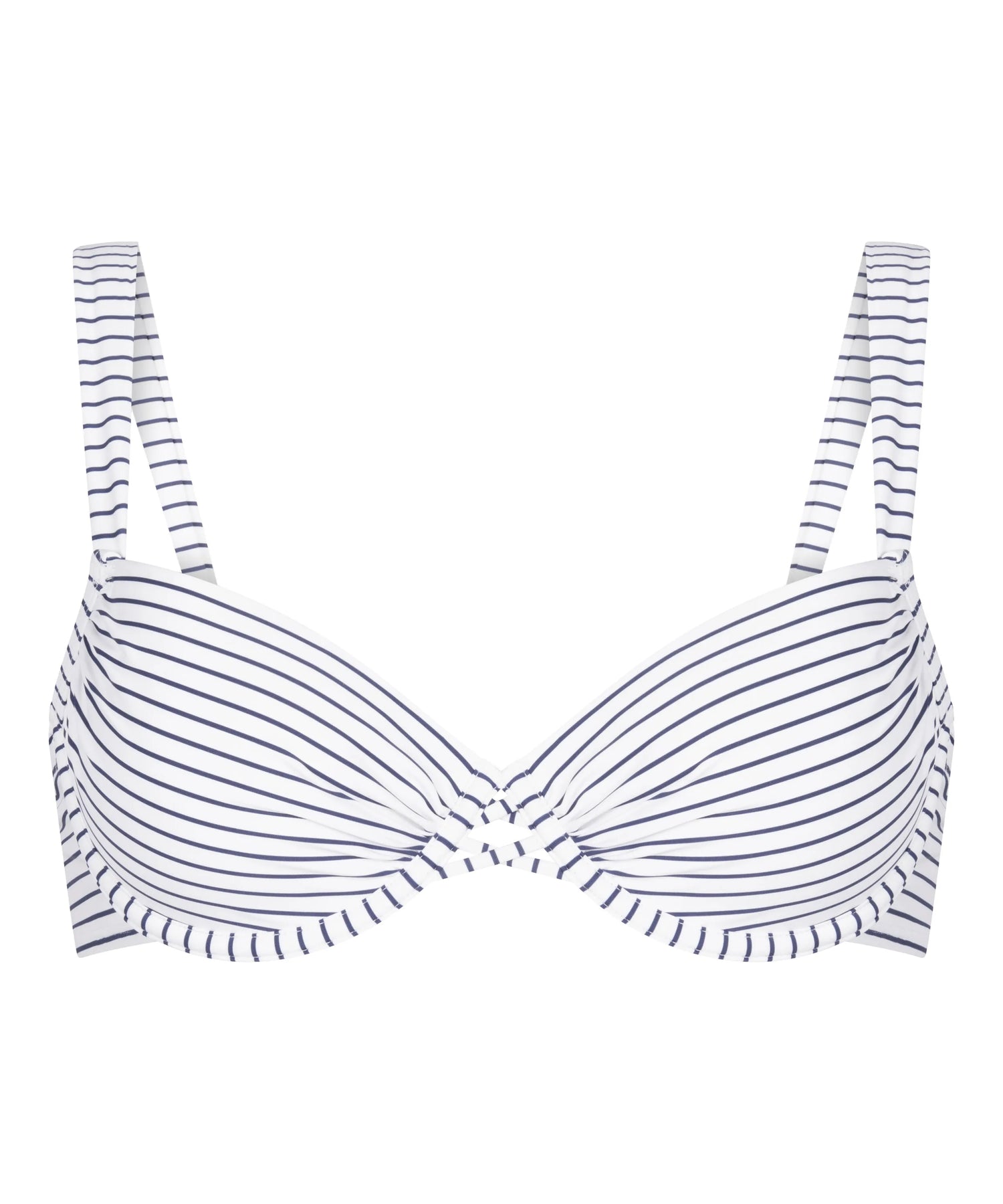 Hunkemoller White Women Stripes Padded Underwired Bikini Top SKU: 305055_White Image 05