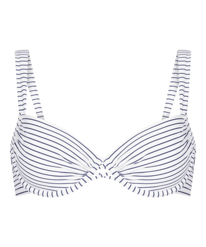 Hunkemoller White Women Stripes Padded Underwired Bikini Top SKU: 305055_White Image 05