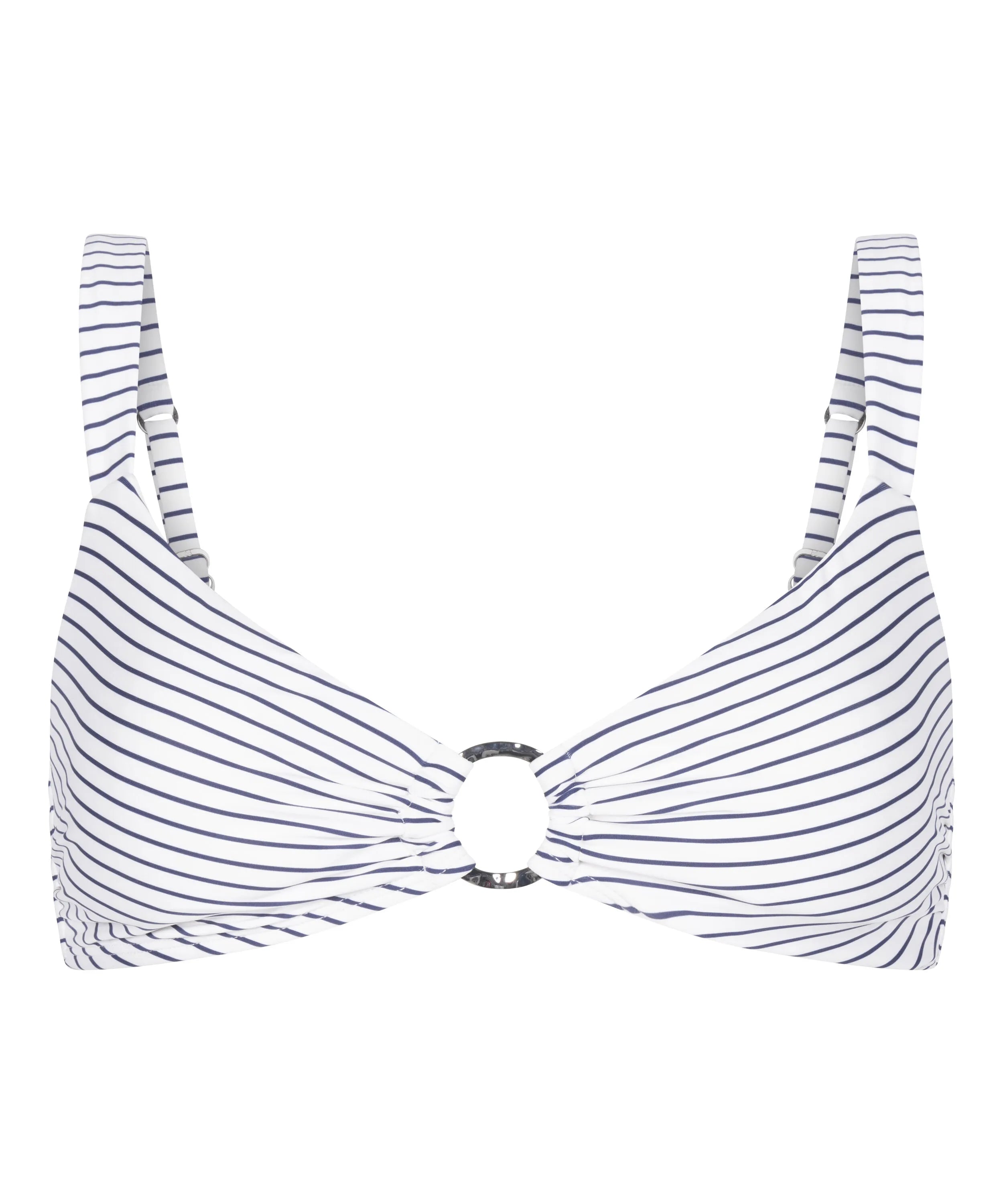 Hunkemoller White Women Stripes Bikini Top SKU: 305056_White Image 06