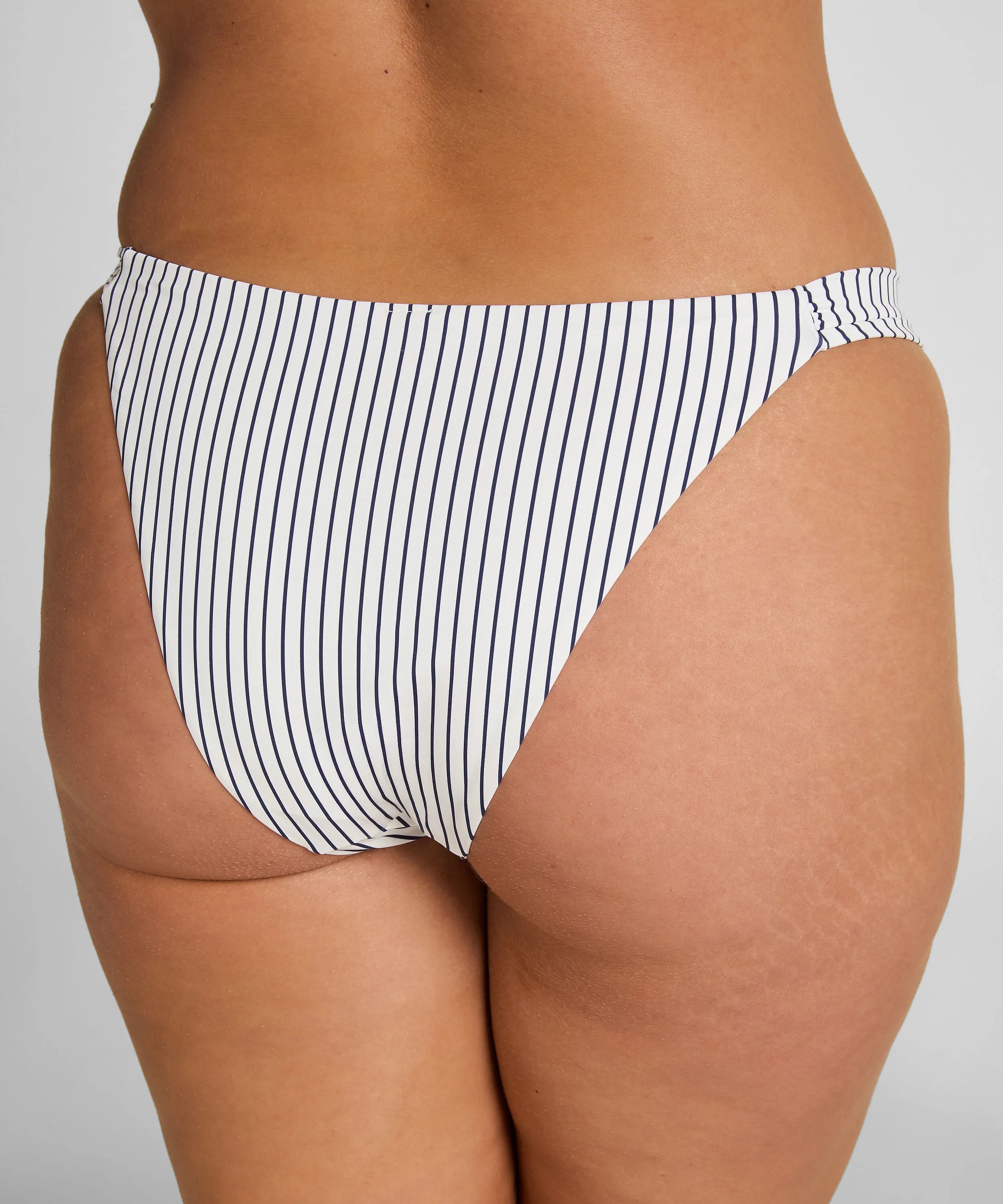 Hunkemoller White Women Stripes Highleg Bikini Bottom SKU: 305057_White Image 02
