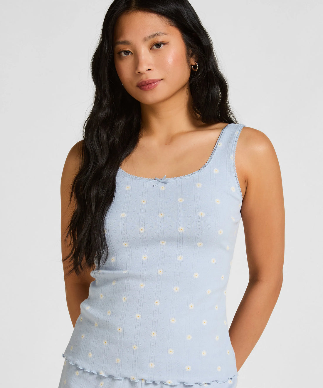 Hunkemoller Blue Women Pointelle Singlet SKU: 305234_Blue Image 01