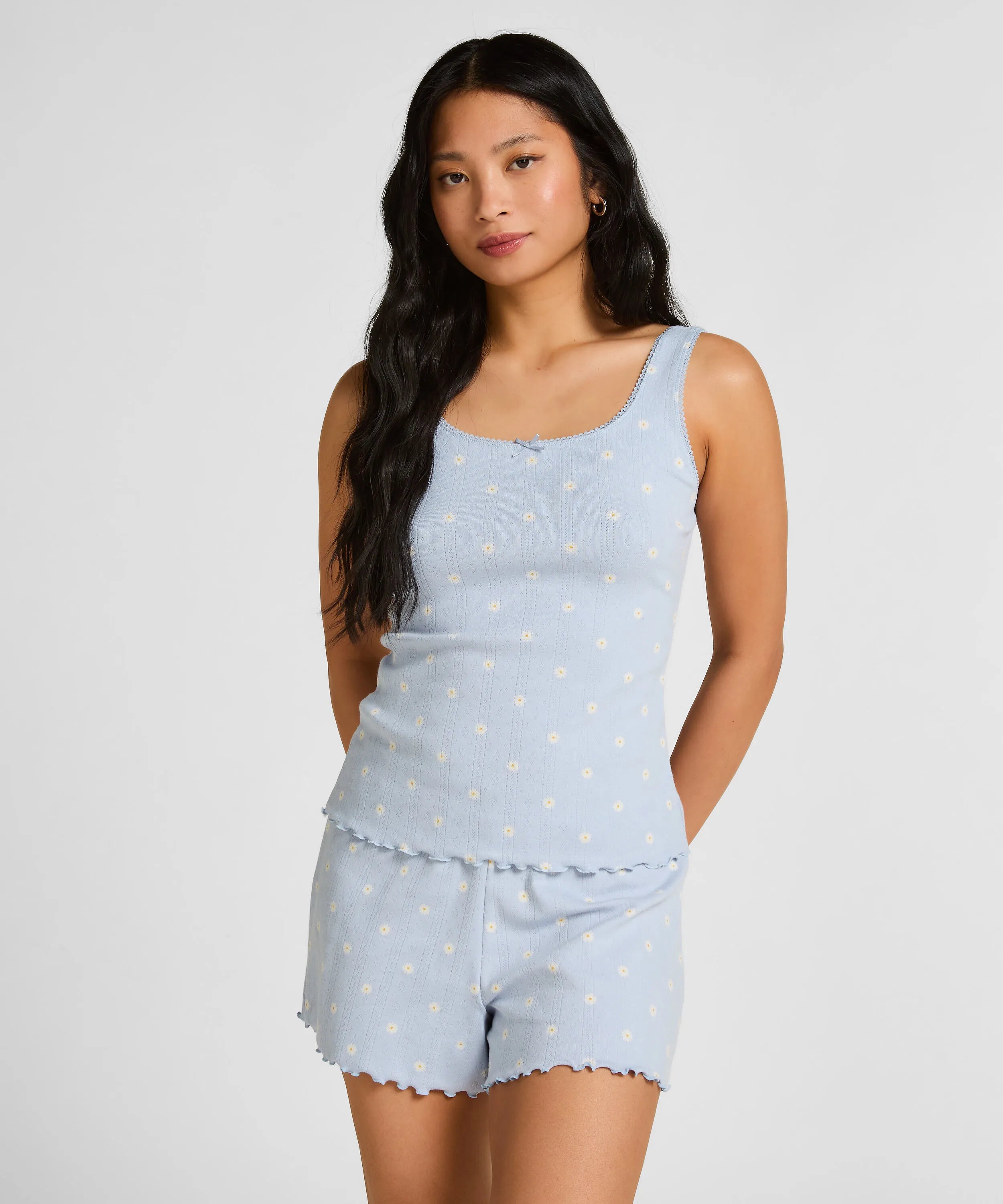Hunkemoller Blue Women Pointelle Singlet SKU: 305234_Blue Image 03