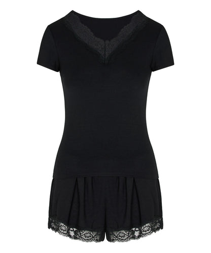Hunkemoller Black Women Pyjama Set Nana SKU: 305245_Black Image 04