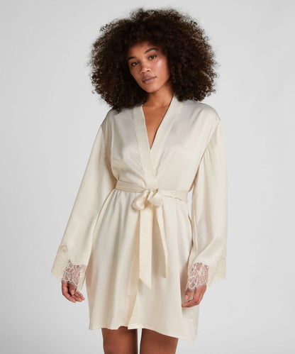 Hunkemoller White Women Valerie Kimono Satin SKU: 305254_White Image 01
